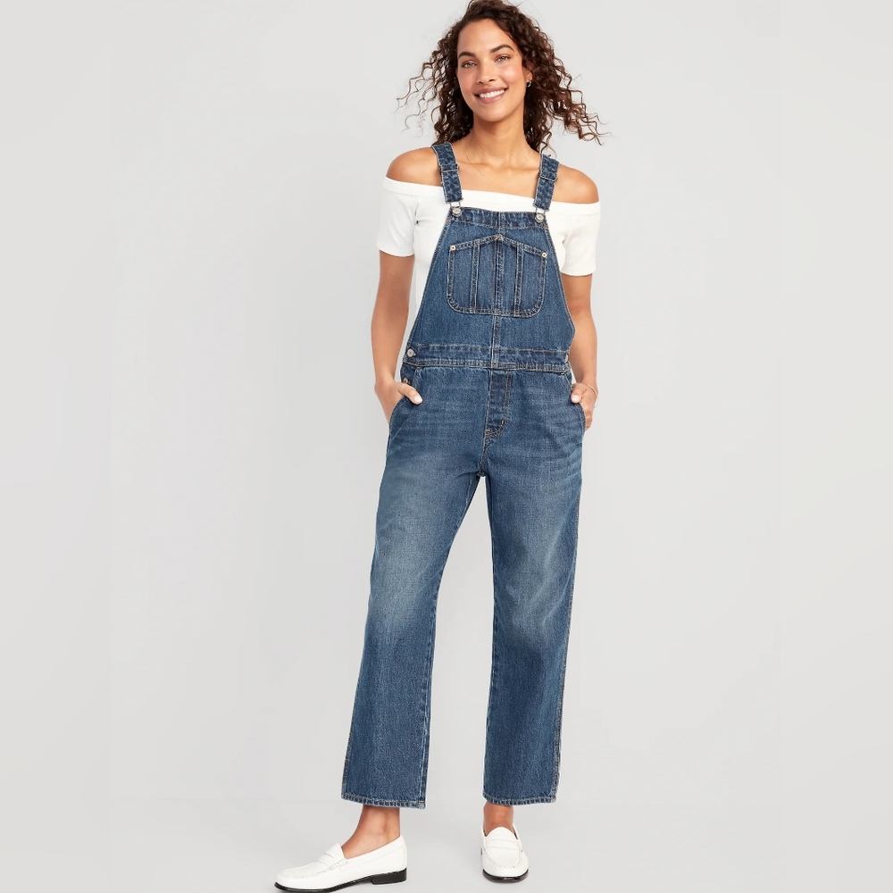 Old Navy #732551 Slouchy Straight Denim Overalls NWT, size 6